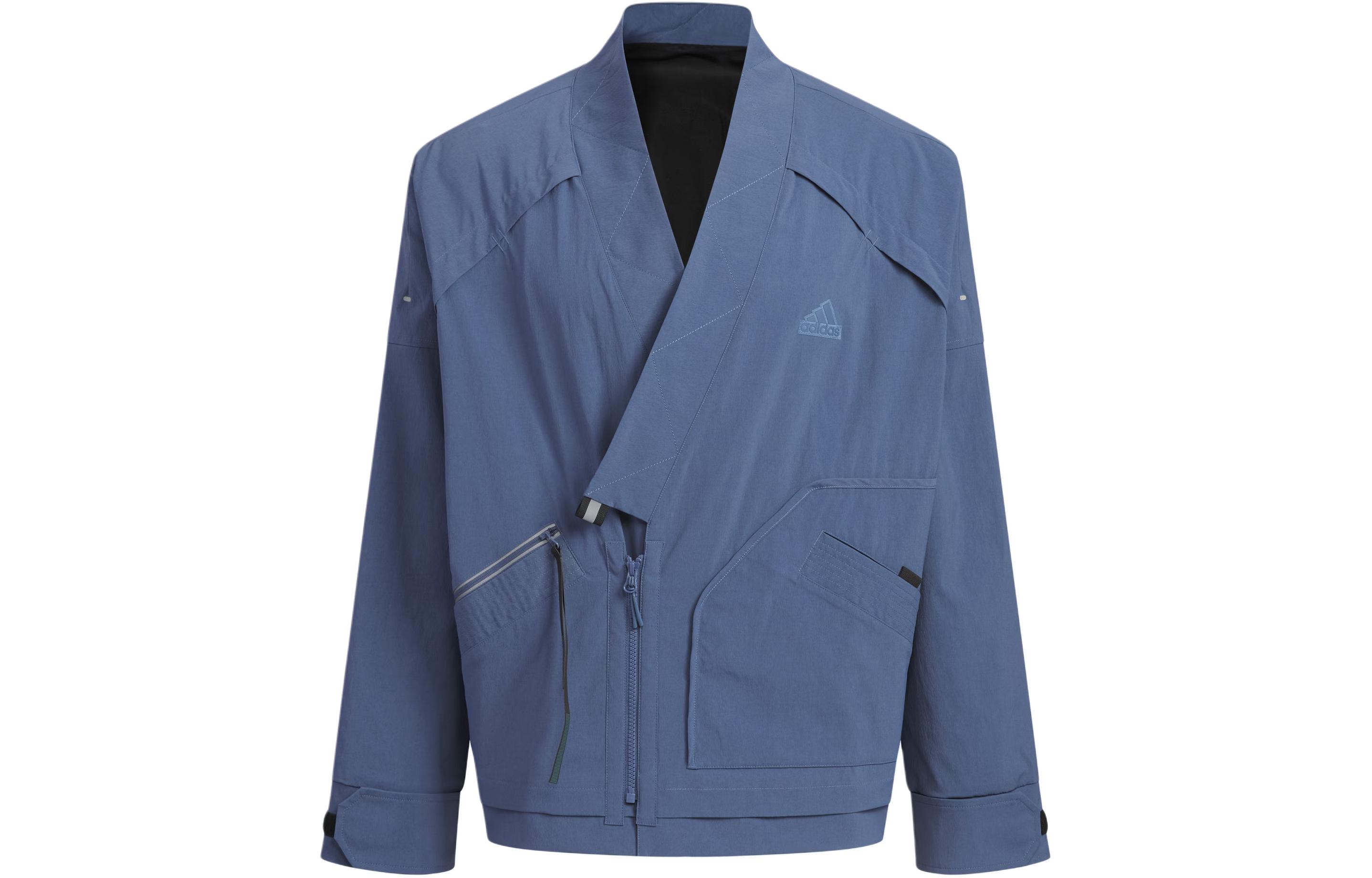 Adidas Спортивная флисовая куртка мужская серо-голубая, Gray Blue — фото 3