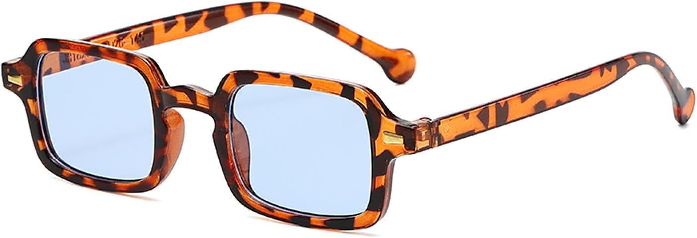 

Солнцезащитные очки прямоугольной формы для женщин, овальные очки в винтажном стиле для мужчин и женщин, очки конфетных цветов с защитой от УФ-излучения UV400 HHZZYVY, Leopard Blue