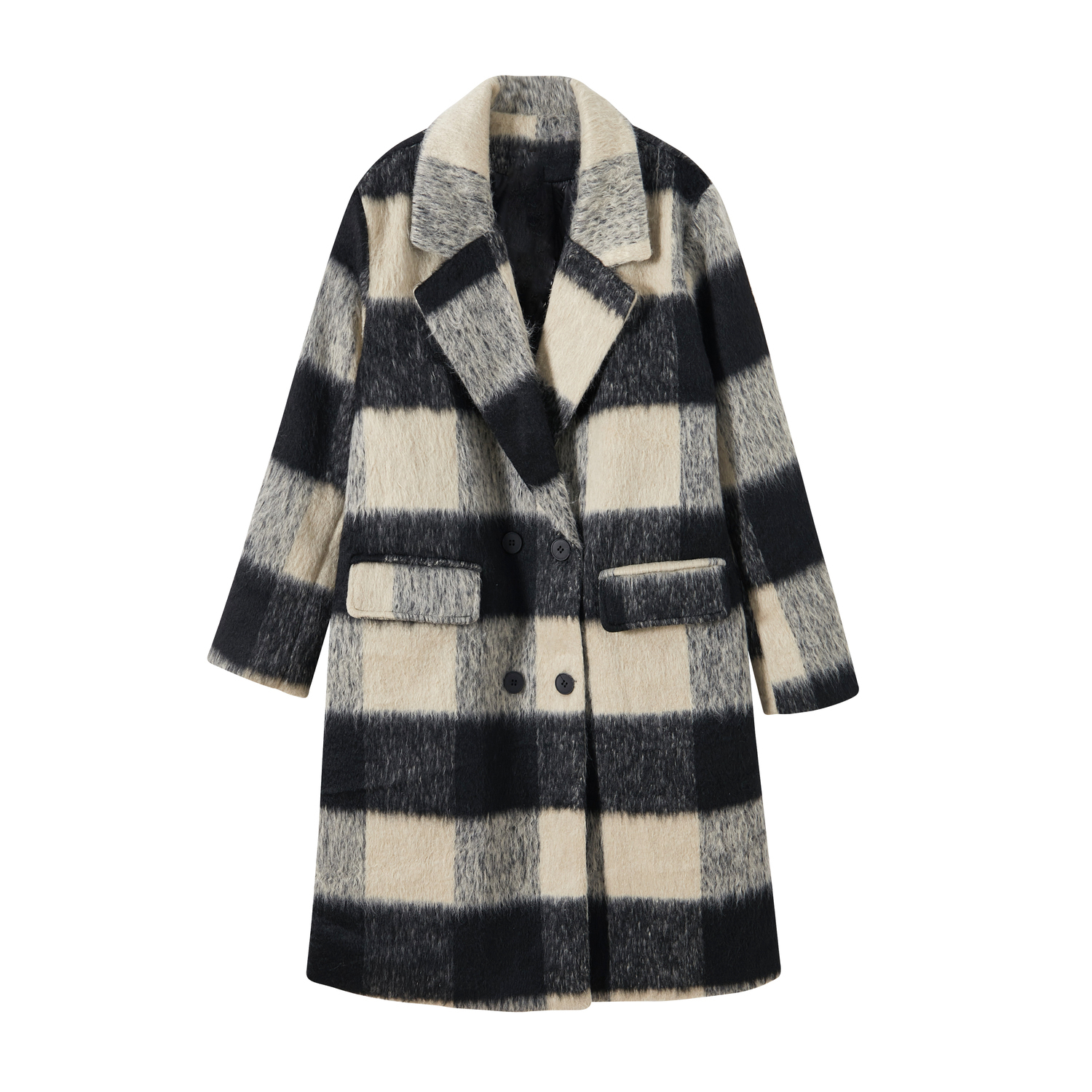 

KAZAN Женское пальто в черно-белую клетку, Black White Plaid