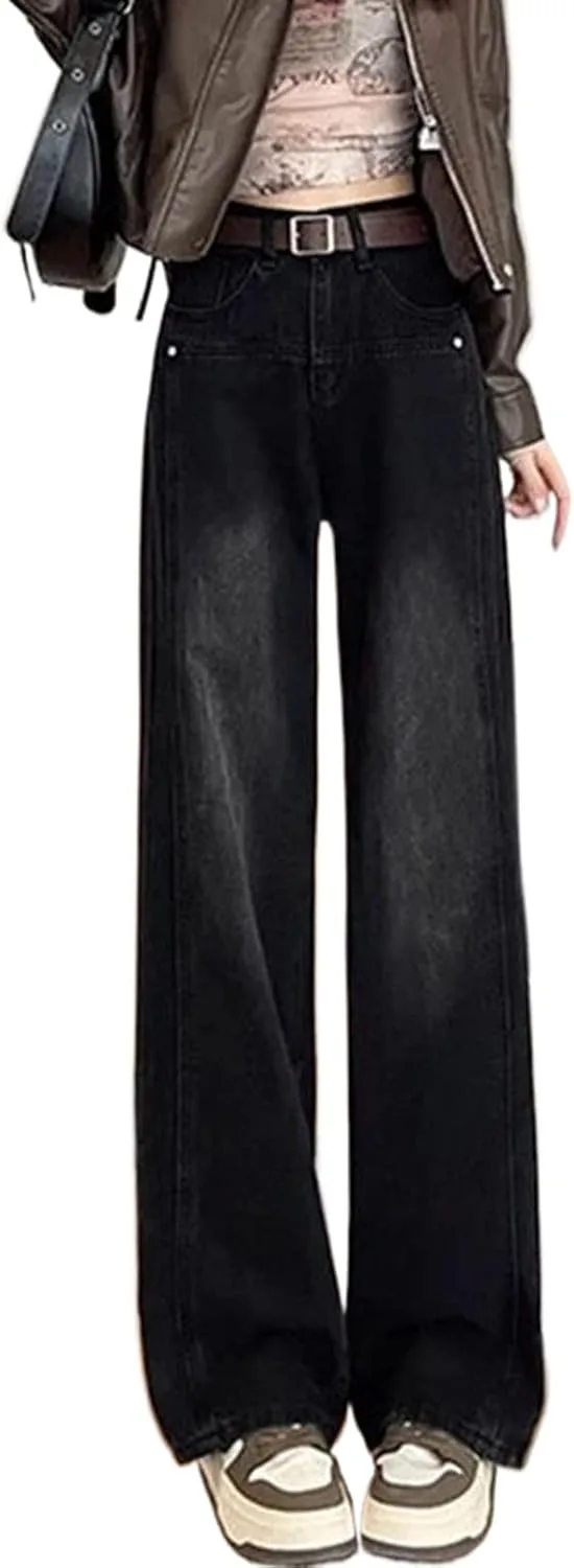 

Женские джинсы с высокой талией и широкими штанинами AHEHSAAO