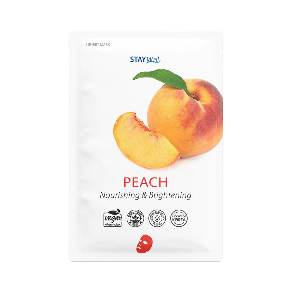 

Тканевая маска для лица vegan sheet mask - peach Stay Well, вес 20 гр.