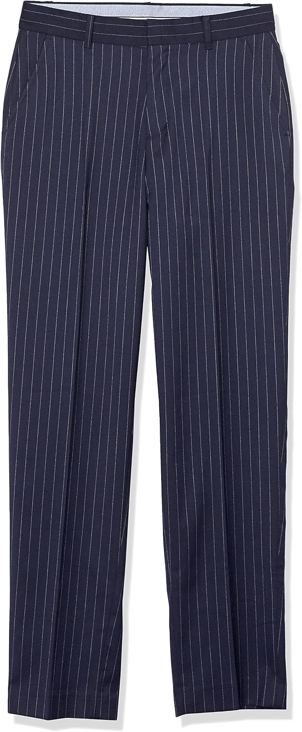 

Брюки Tommy Hilfiger Boys с плоским передом, прямой крой, застежка на молнию и шлевки для ремня, боковые и задние карманы, Yacht Navy Stripe