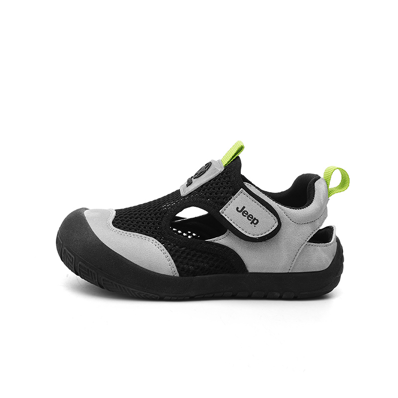 

Детские сандалии с низким верхом, устойчивые к истиранию, дышащие Jeep, черный/серебряный