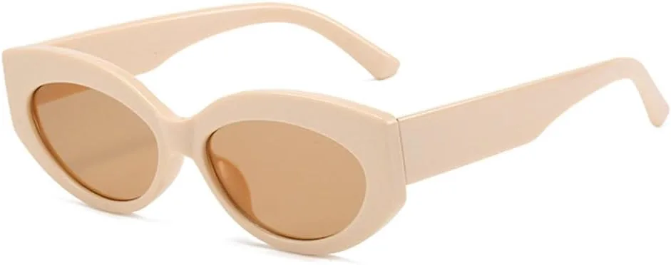 

Солнцезащитные очки LVTFCO Retro Cat Eye Jelly Color для женщин, модные очки с овальными линзами, защита от УФ-излучения UV400 для мужчин, Beige Champagne