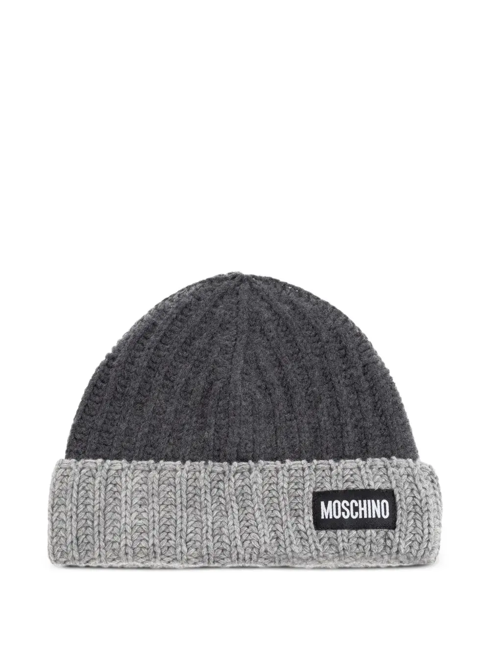 

Шерстяная шапка бини в рубчик Moschino, серый