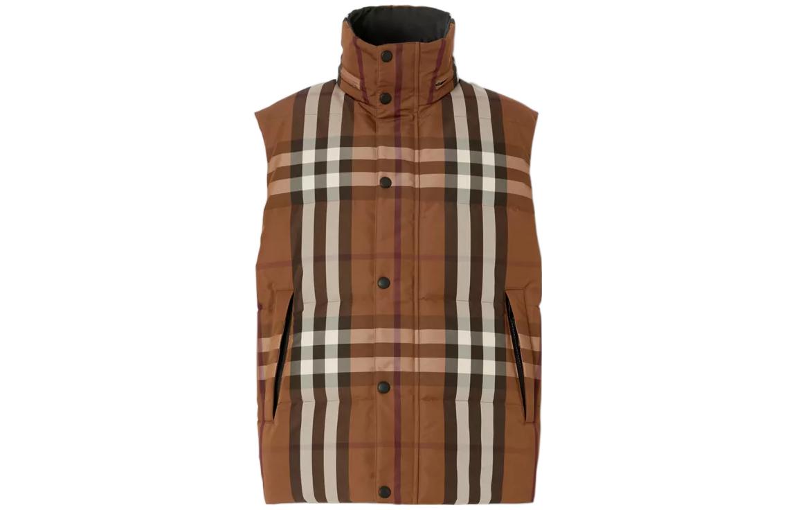 Безрукавка Burberry складная реверсивная стеганая с капюшоном в клетку, коричневый — фото 3