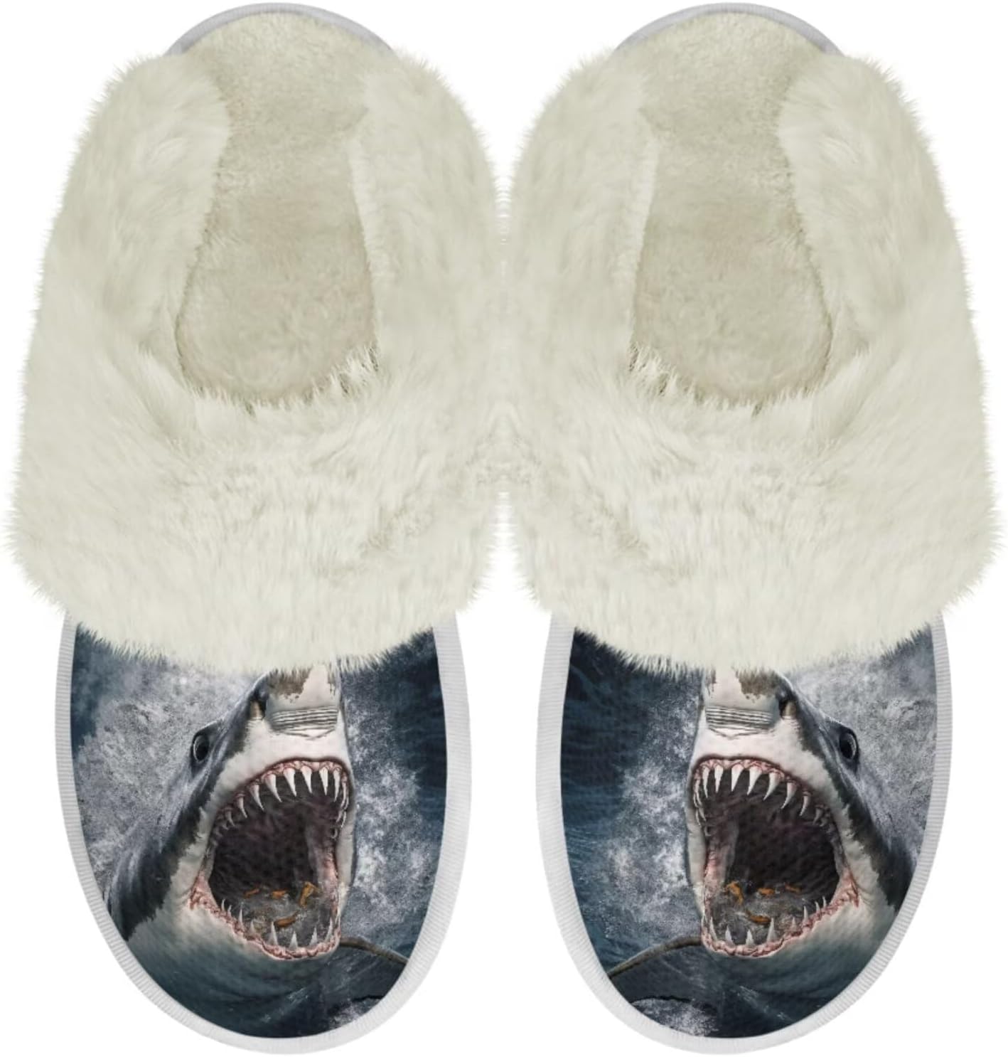 

Мужские плюшевые тапочки Pointodoor для дома и улицы, теплые и уютные, легкие мягкие тапочки без шнурков, размер 3-12, Ocean Shark