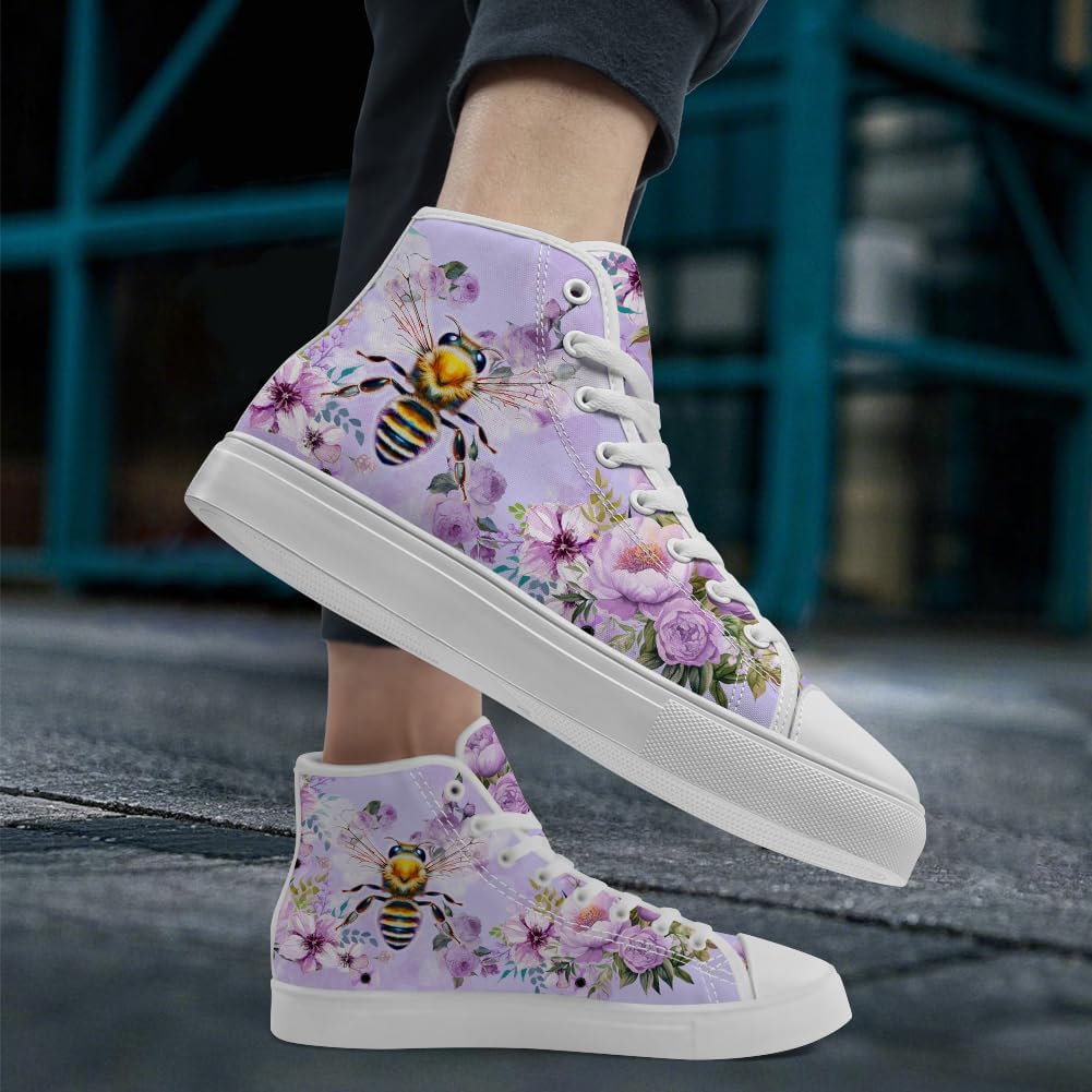 Кеды Chebing Bee высокие на шнуровке из холщовой ткани, повседневная обувь для мужчин и женщин, пурпурный — фото 2