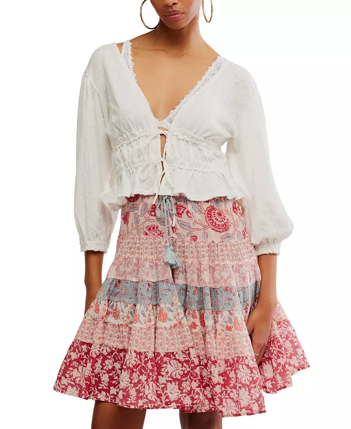 

Женская блуза Lets Go из льна и хлопка Free People, слоновая кость/кремовый
