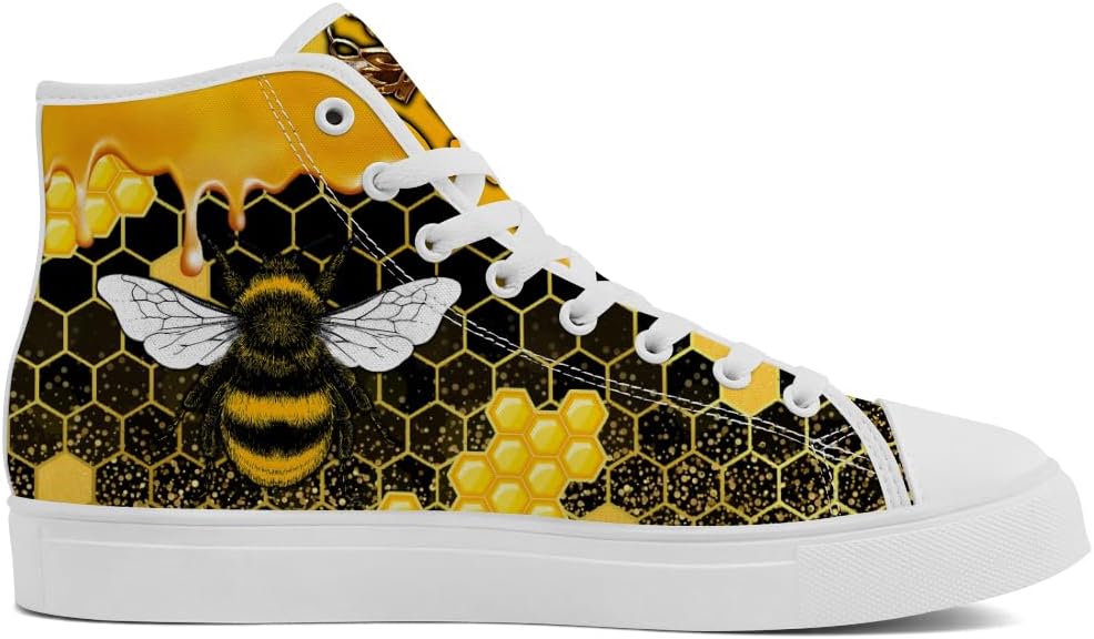 Кеды Chebing Bee высокие на шнуровке из холщовой ткани, повседневная обувь для мужчин и женщин, черный/желтый — фото 4
