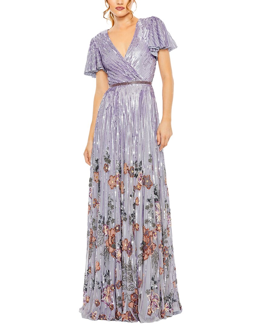 

Mac Duggal Цветочное платье-трапеция, сирень