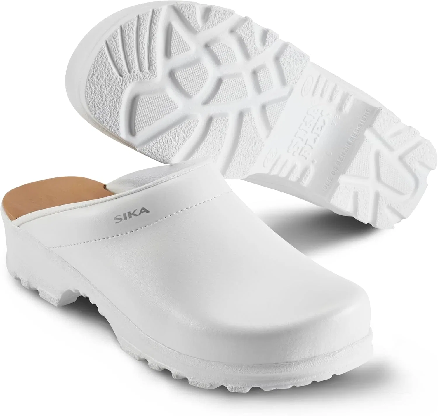 Сабо SIKA Unisex Flex offener, rutschfeste PU-Laufsohle, bequeme Schuhe für medizinisches Personal,weiches LBS-Fußbett, Permair-Leder,stoßdämpfender Clog für Industrie, Küche (HORECA) Arbeit & Freizeit, White — фото 3