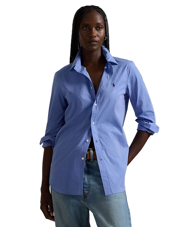 

Рубашка из эластичного хлопкового материала Slim Fit Ralph Lauren, синий