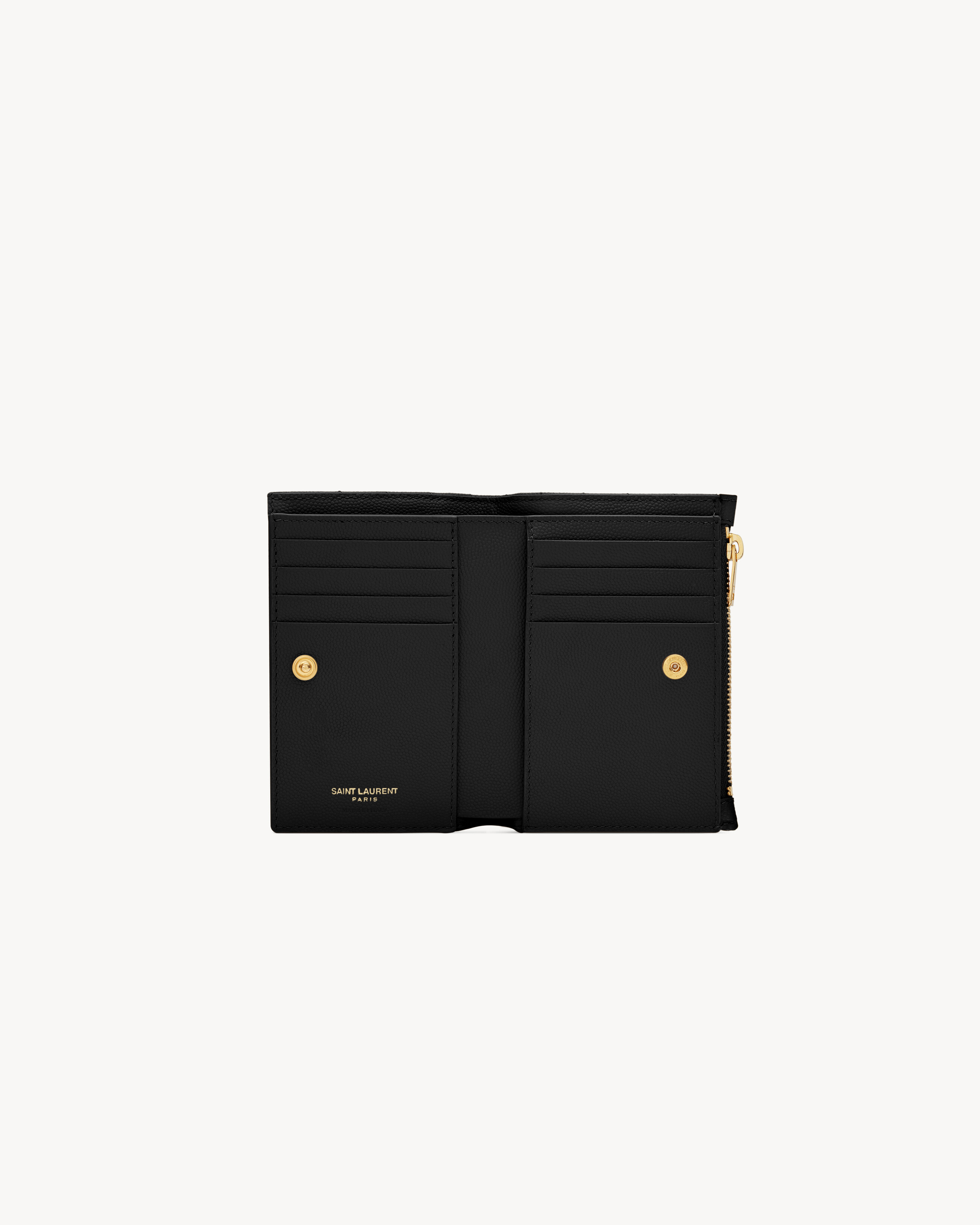 Складной кошелек CASSANDRE MATELASSE Fragments из кожи grain de poudre Saint Laurent, черный — фото 4