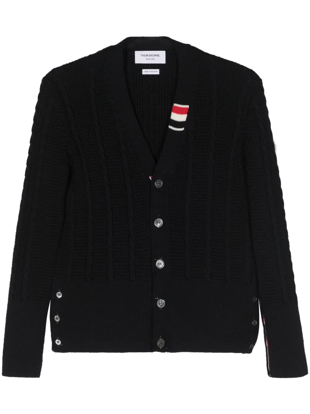 

Кардиган из вирджинской шерсти фактурной вязки THOM BROWNE, синий