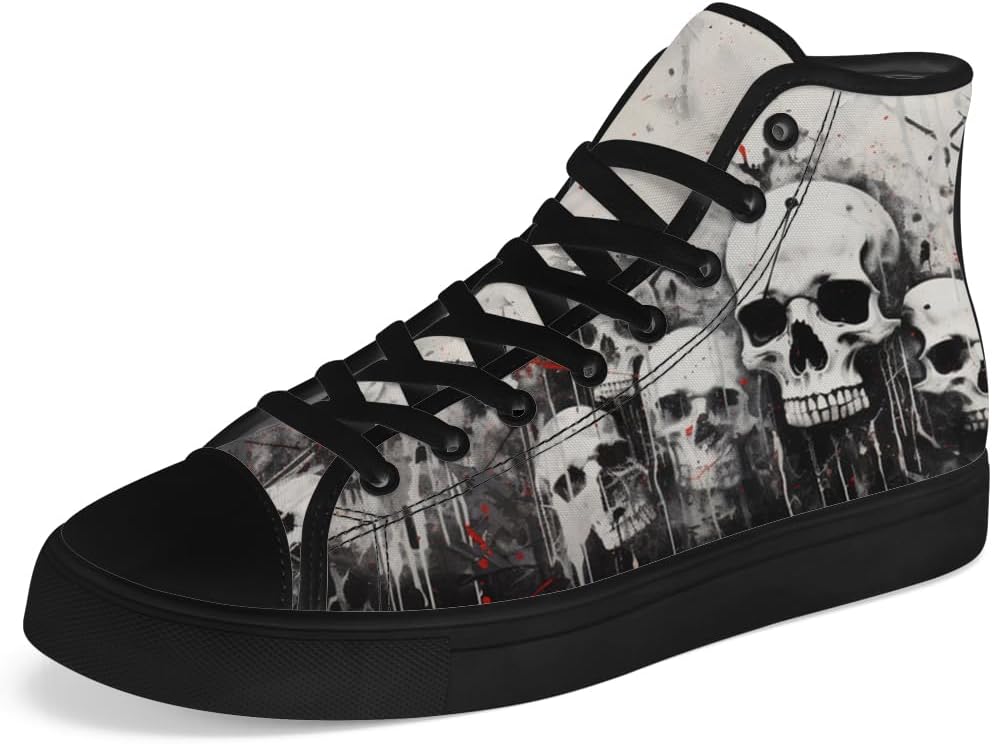 

Мужские и женские высокие кеды с черепом на шнуровке, готические высокие кеды, повседневная обувь Chebing, белый