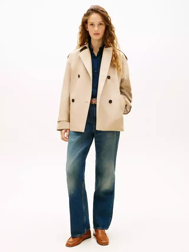 Водоотталкивающая короткая куртка-тренч, бежевая Tommy Hilfiger — фото 2