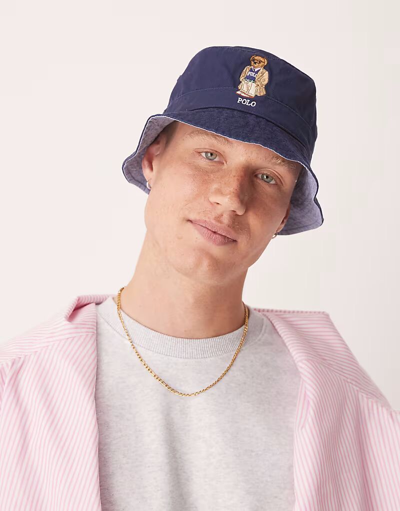 

Панама из твила с логотипом Polo Ralph Lauren Heritage Bear темно-синего цвета