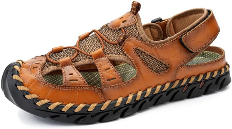 

Мужские повседневные сандалии для улицы, дышащие, рыбацкого типа с закрытым носком, противоскользящие, пляжные, легкие и удобные Asifn, коричневый