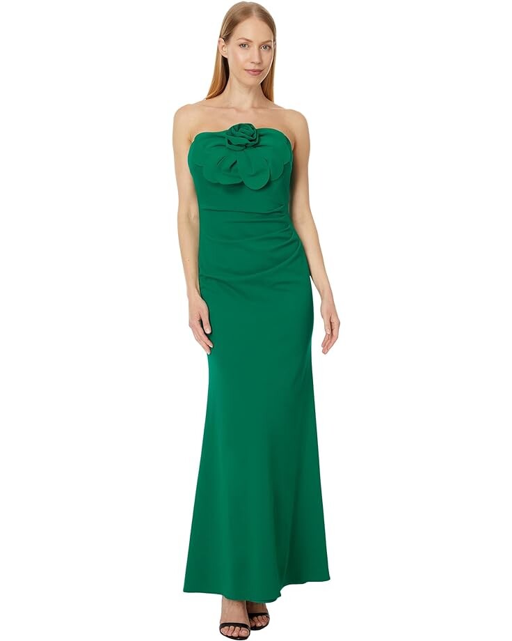 

Платье Betsy & Adam Long Scuba Crepe Spaghetti Strap Flower, зеленый