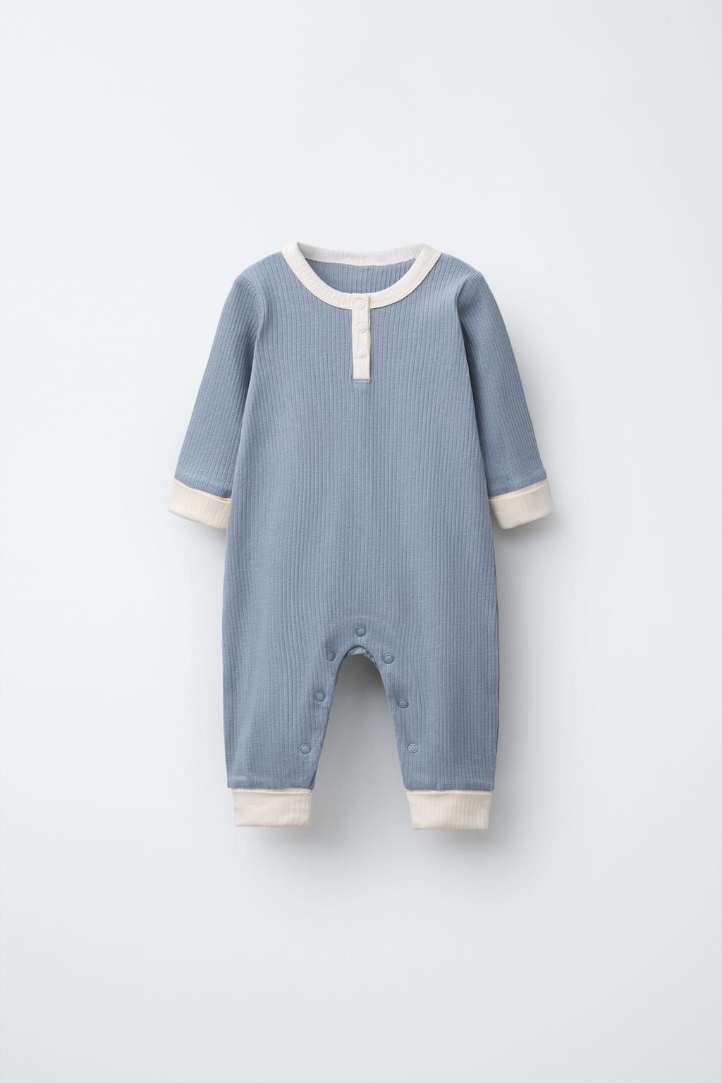 

0-18 месяцев / контрастный комбинезон для сна ZARA, цвет Blue/Grey