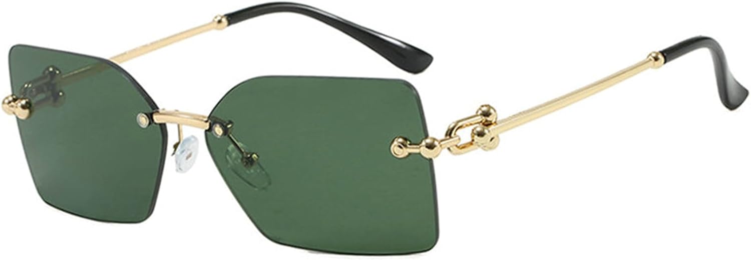 

Солнцезащитные очки без оправы прямоугольной формы для мужчин и женщин. Стильные солнцезащитные очки без оправы в винтажном стиле, квадратные, черные, с защитой от УФ-излучения UV400 willochra, C7