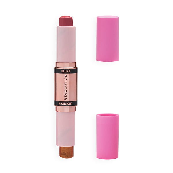 

Хайлайтер и румяна в стике REVOLUTION Blush & Highlight, Flushing pink
