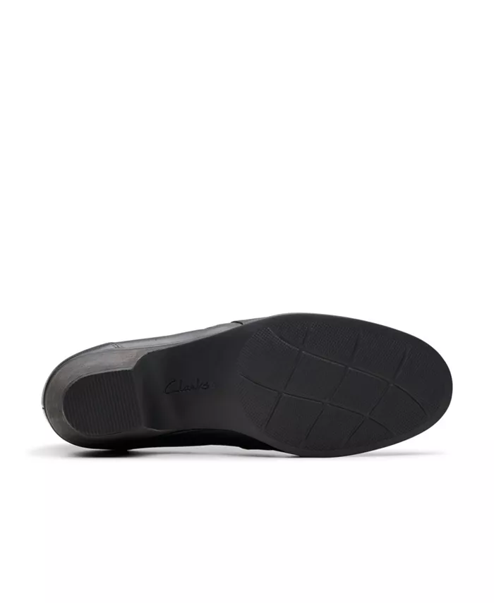 Ботинки женские Clarks Emily 2 Braley кожаные на блочном каблуке, черный — фото 4