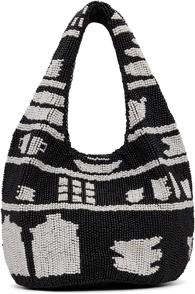 

Jw Anderson Черная мини-сумка-шоппер, украшенная бисером