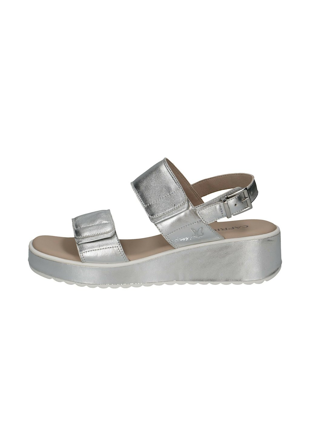 Босоножки на танкетке MIT CAP MEMOTION - Platform sandals Caprice, серебряный