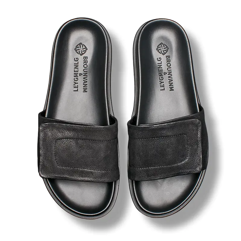 Скользоустойчивые шлепанцы на резиновой подошве Men's Black Brounvanm — фото 2