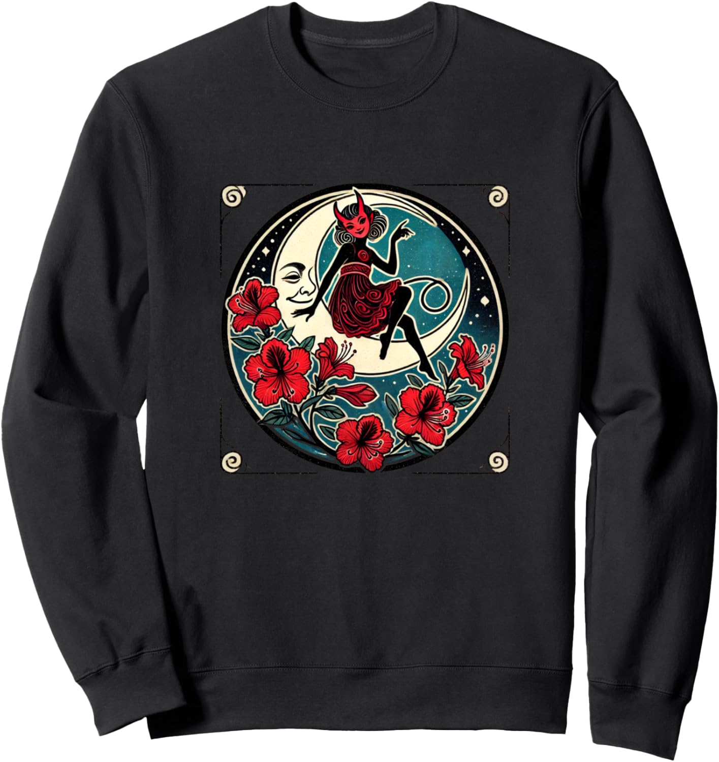 

Иллюстрация в стиле пин-ап «Девушка-дьявол», толстовка с изображением девушки-дьявола Vintage Devils Lover Snugg, черный