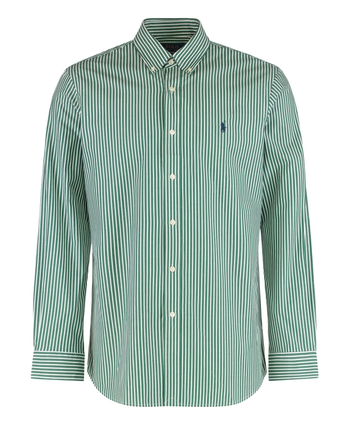 

Рубашка из полосатого эластичного поплина, сшитая на заказ. Polo Ralph Lauren, зеленый