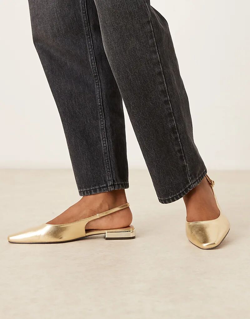 Балетки Logan с открытой пяткой ASOS DESIGN Wide Fit в золотистом цвете