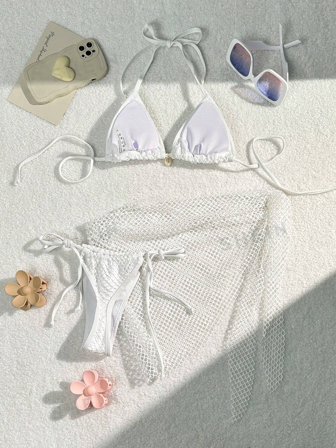 

Купальник Shein Swim SXY с лямкой на шее и бретельками, белый