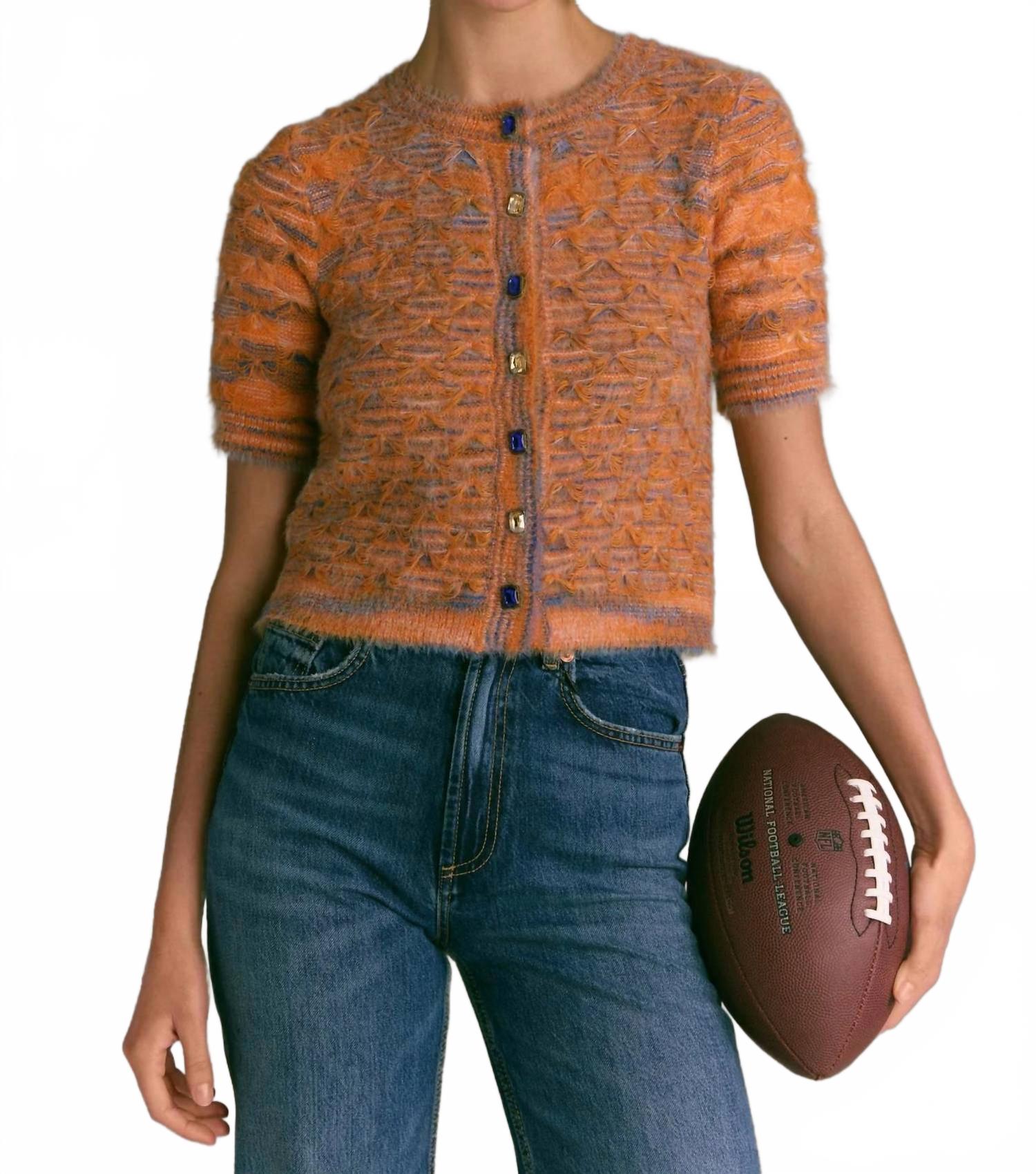 

ALLISON NEW YORK Пушистый кардиган «Эффи» оранжево-синего цвета