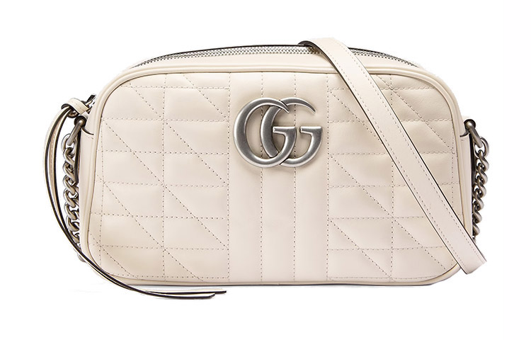 

GUCCI Сумка GG Marmont кожаная камера через плечо маленькая женская белая