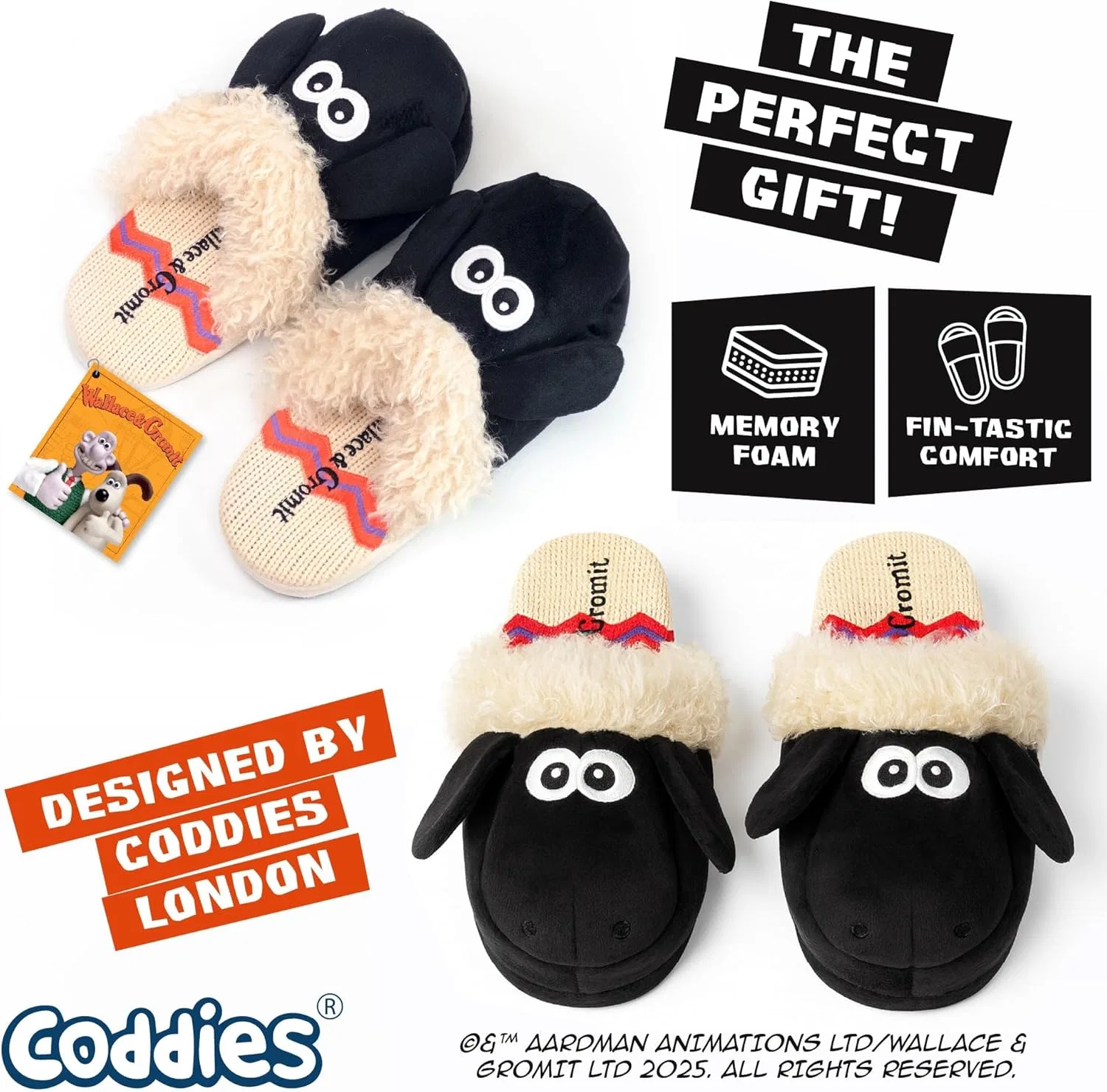Тапочки Coddies Shaun the Sheep - мягкие тапочки из пеноматериала с эффектом памяти и жесткой подошвой - уютные тапочки для мужчин, женщин и подростков - официальные подарки Shaun the Sheep — фото 3