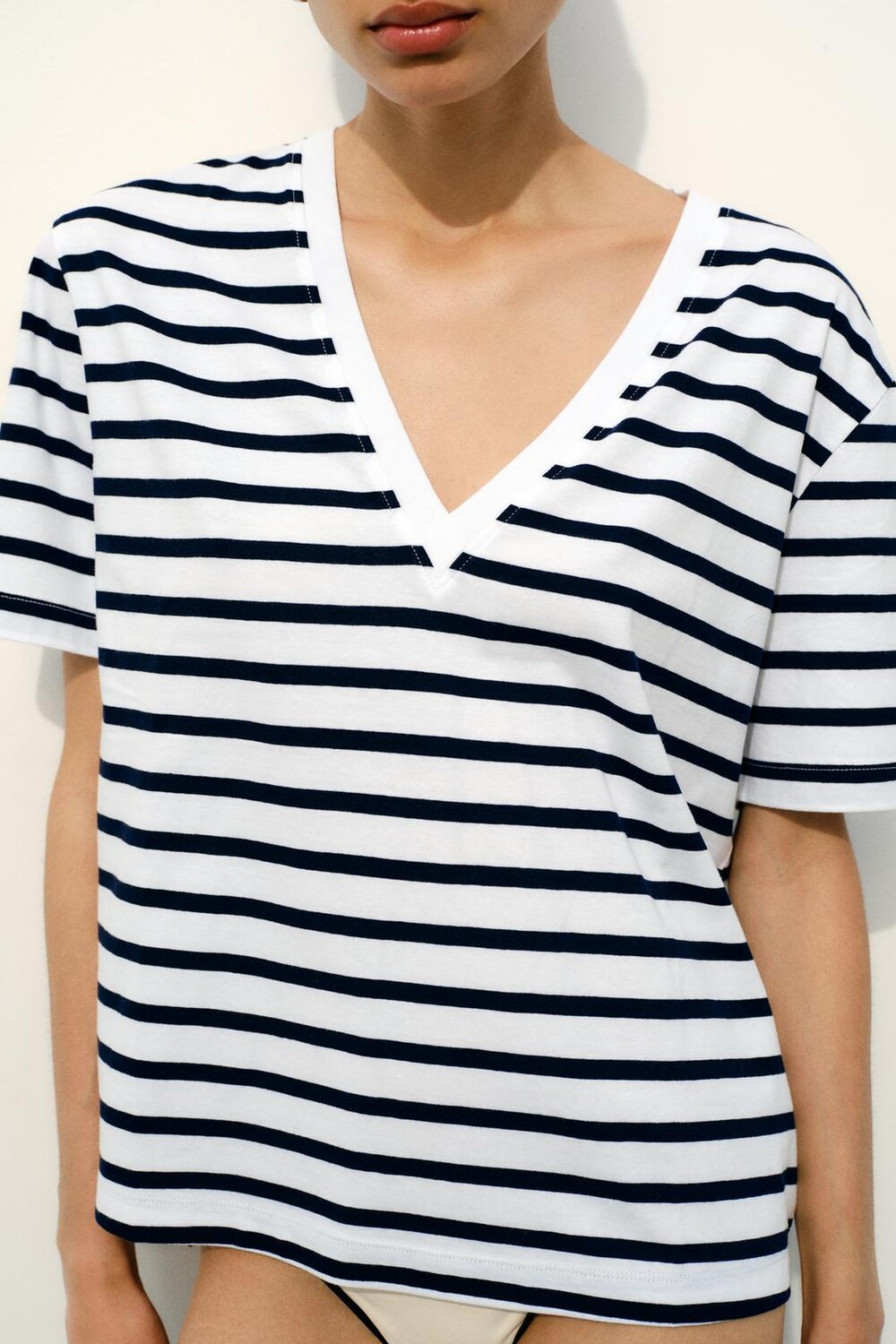

Базовая хлопковая футболка ZARA, полосатый