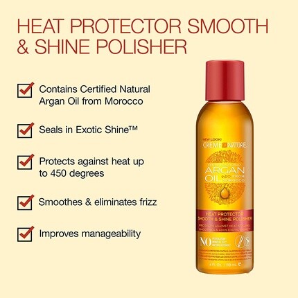Creme Of Nature Полирующее средство для блеска и сияния с аргановым маслом Heat Defense 118 мл — фото 2