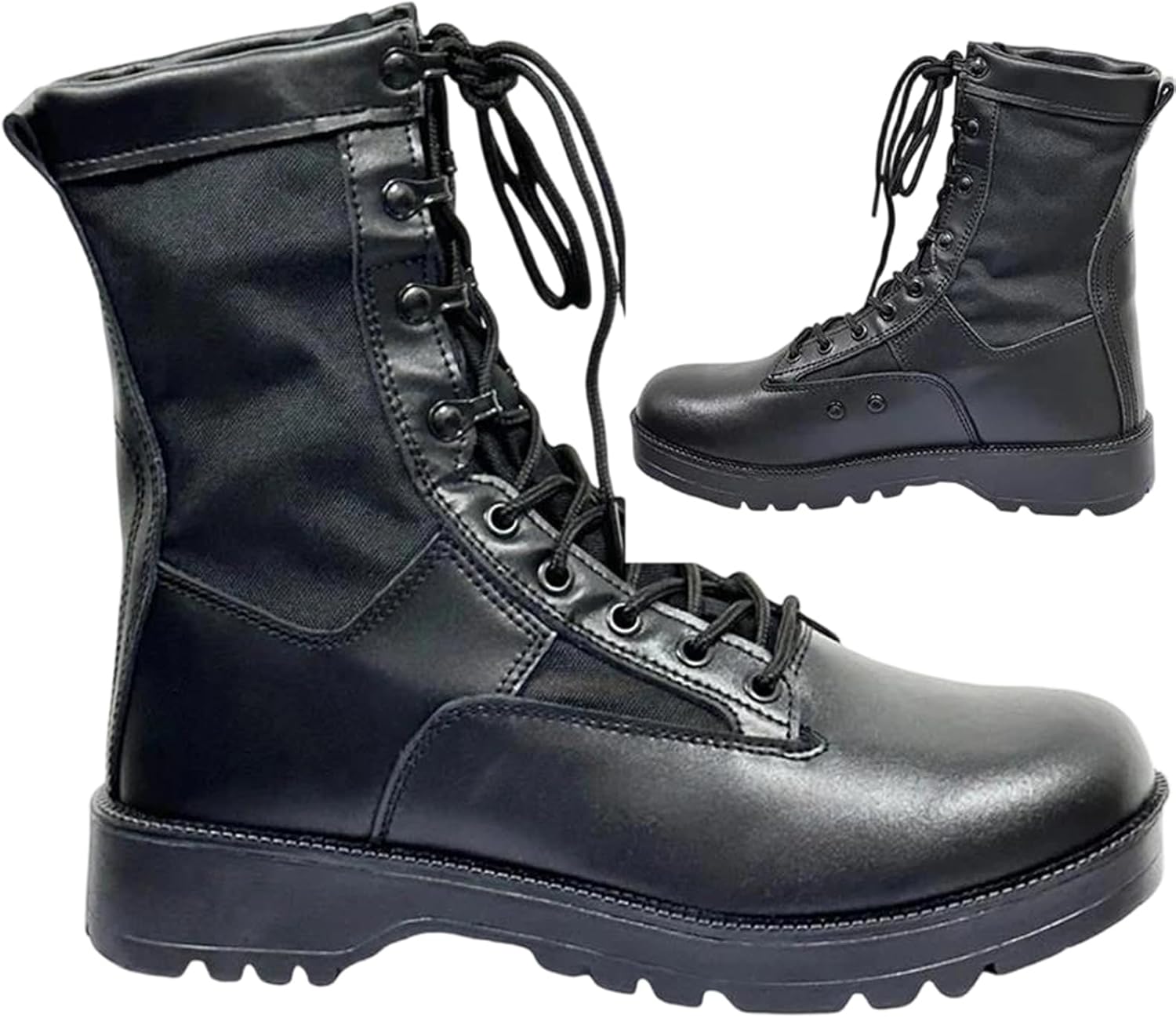 

Мужские кожаные ботинки до середины голени с разрезами, с эластичной застежкой и нейлоновым голенищем, для активного отдыха и походов Alloaone, черный