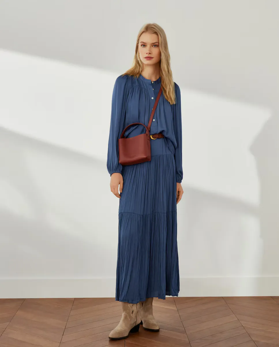 

Плиссированная юбка миди Southern Cotton, индиго