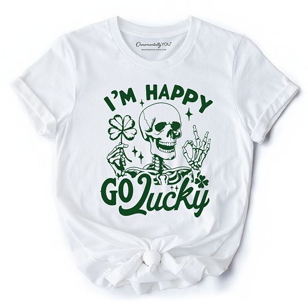 

Футболка Happy Go Lucky с клевером и скелетом в стиле винтаж Ornamentallyyou, White, Белый, Футболка Happy Go Lucky с клевером и скелетом в стиле винтаж Ornamentallyyou, White