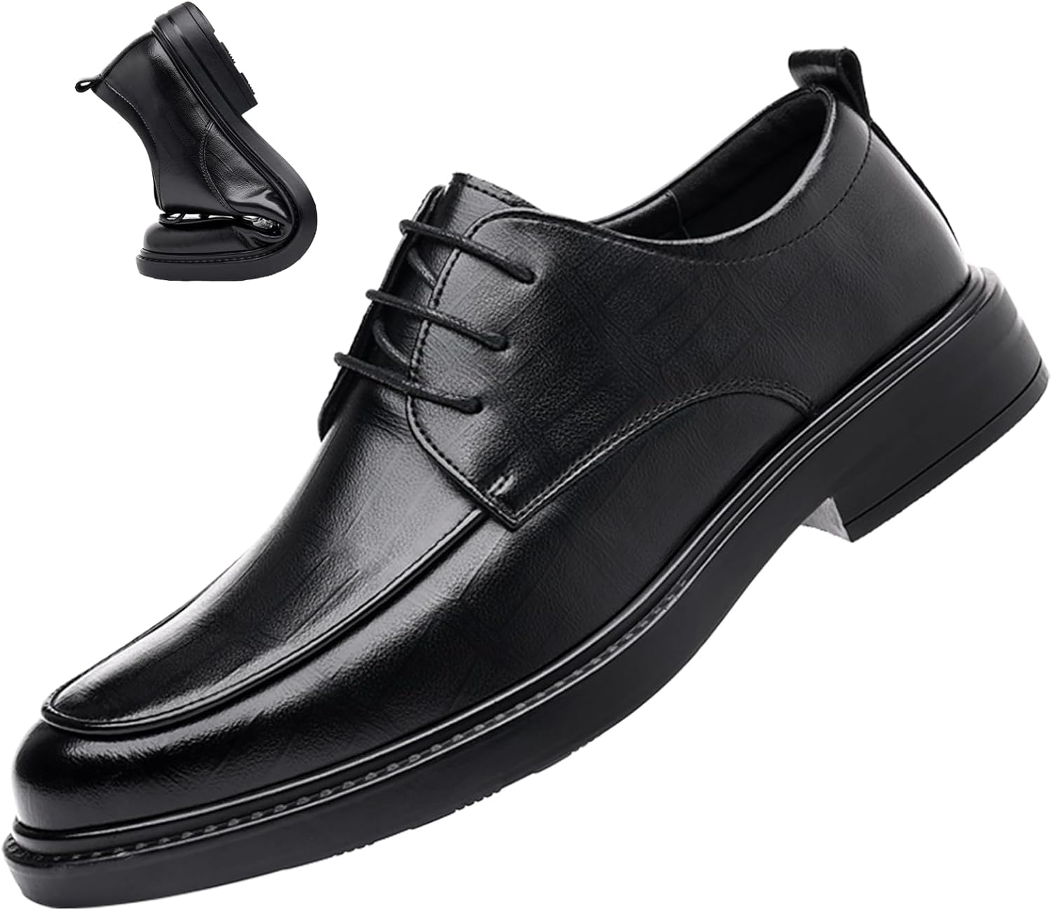 

Мужские классические оксфорды из натуральной кожи, повседневные удобные низкие туфли на шнуровке для бизнеса и официальных мероприятий Oigunle, черный