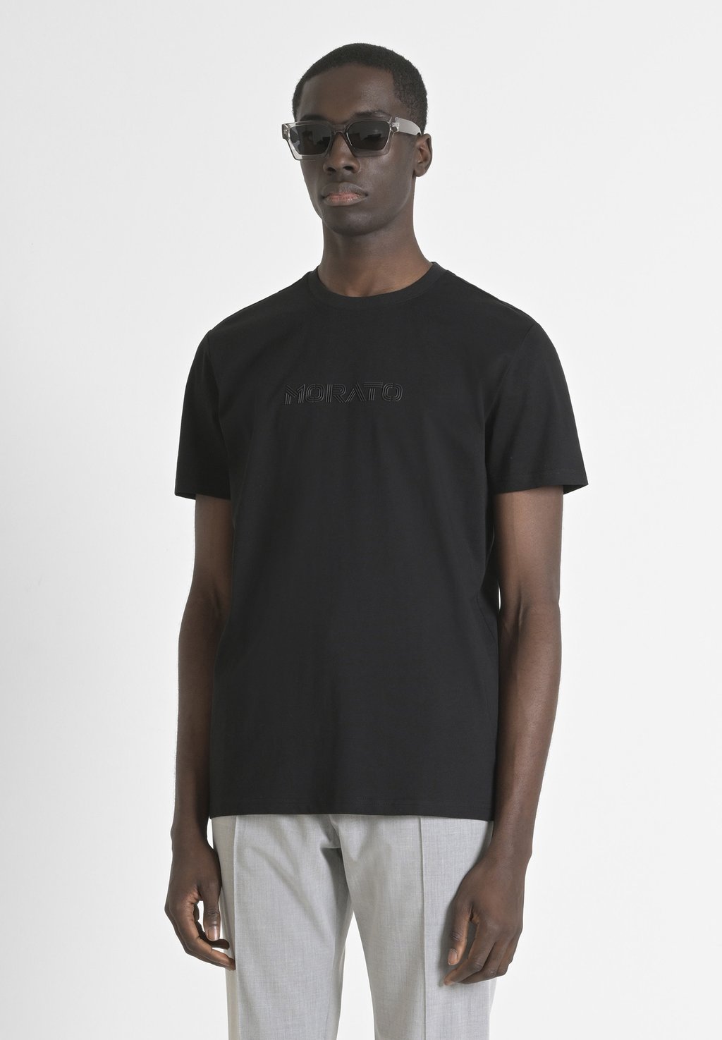 

Футболка с принтом REGULAR FIT IN WITH FOAM LOGO Antony Morato, черный