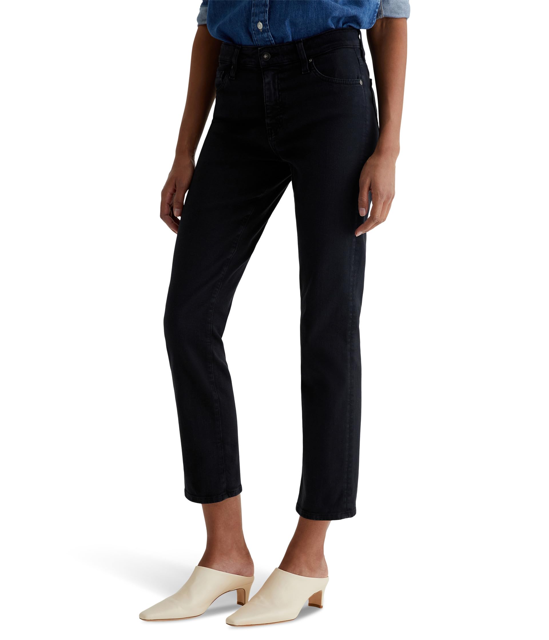 

Джинсы AG Jeans Mari Mid Rise Slim Straight Crop Jeans in Sulfur Black, цвет Sulfur Black