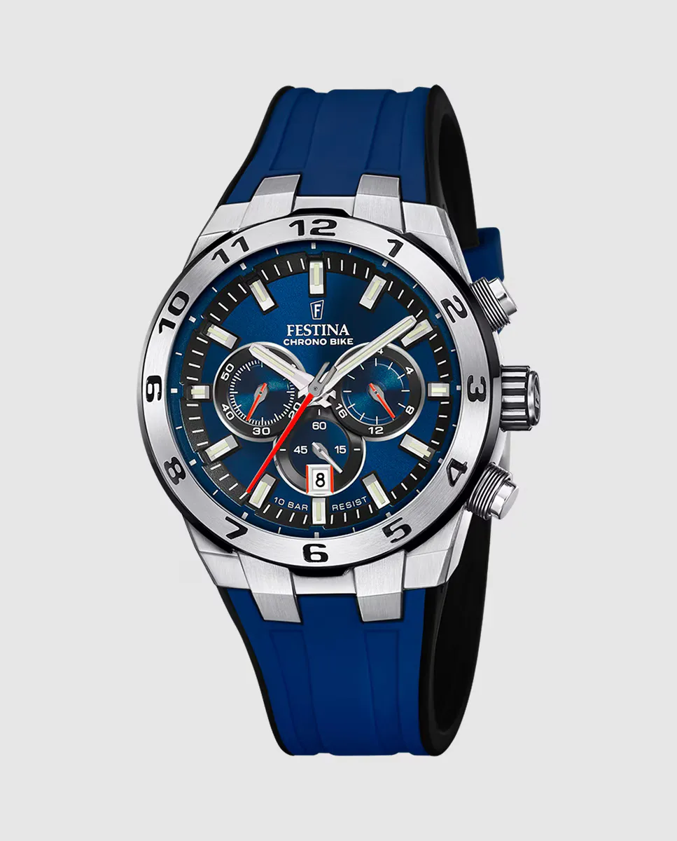 

F20671/1 Chrono Bike Синие резиновые мужские часы Festina, синий