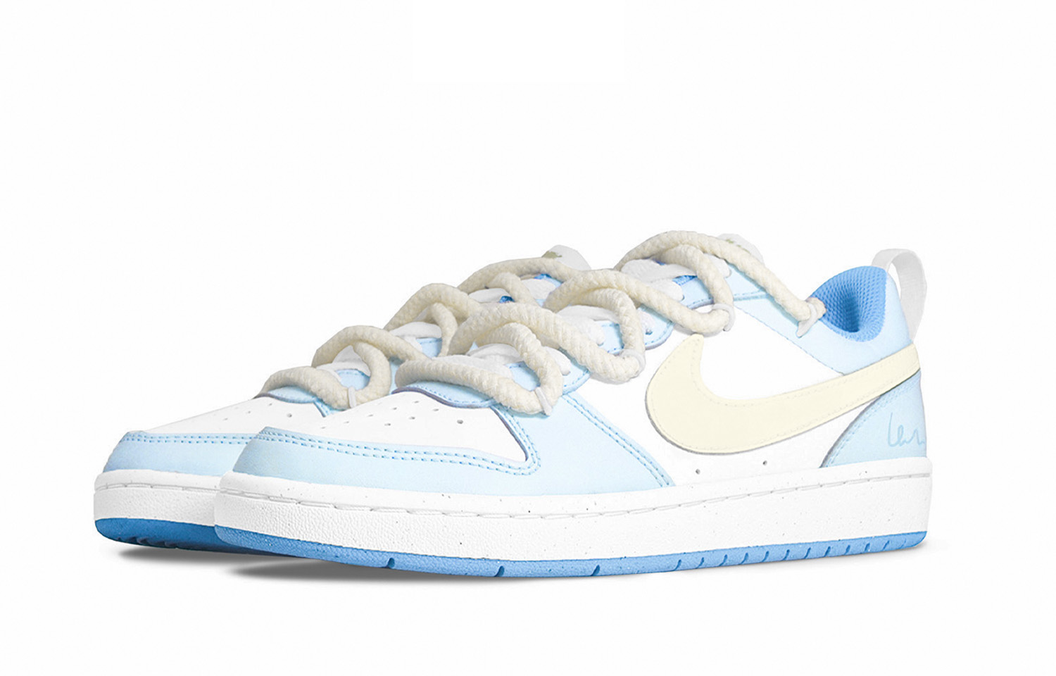 Nike Court borough soft blue love нескользкая устойчивая к истиранию низкая детские скейтбординг кроссовки white подростки — фото 3