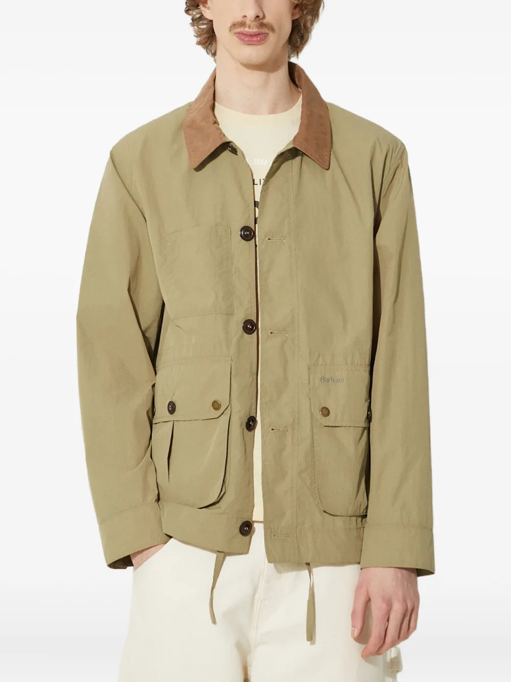 

Куртка на пуговицах с вельветовым воротником Barbour, зеленый