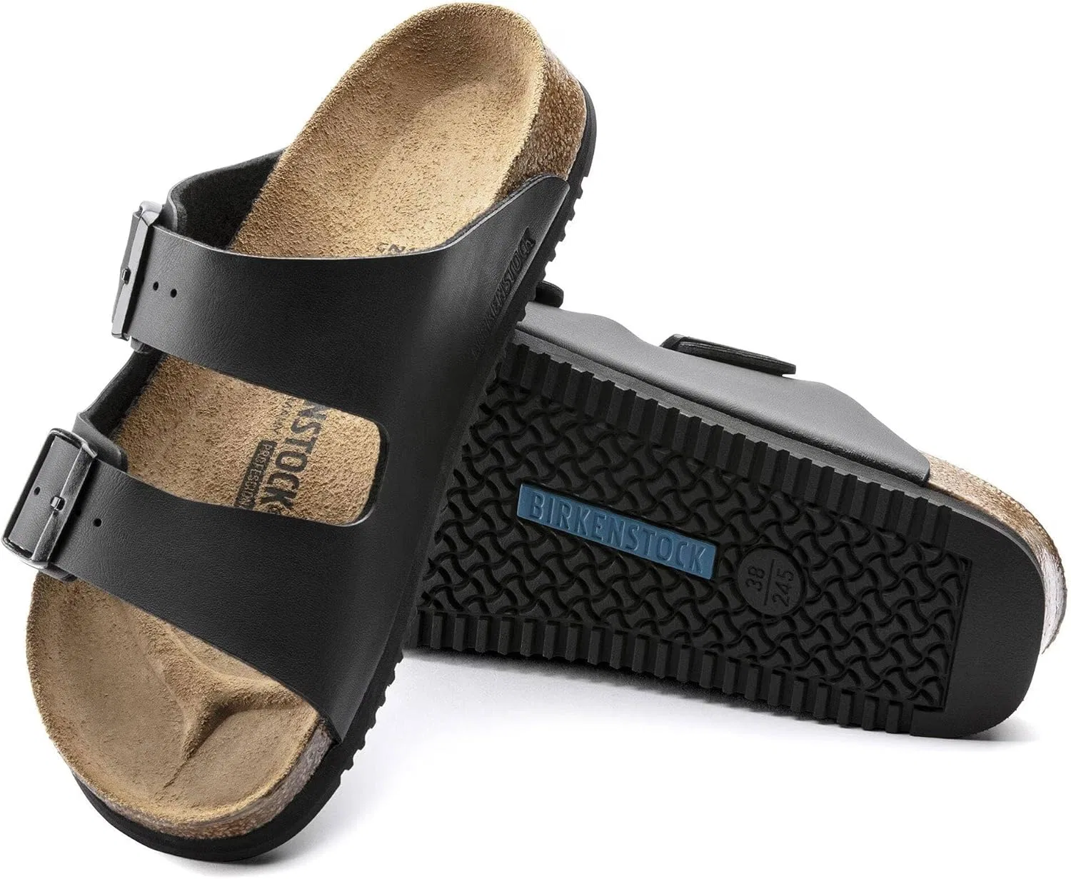 Взрослые, унисекс, классические домашние тапочки Birkenstock Arizona Classic Birko-Flor без задника, Black — фото 4